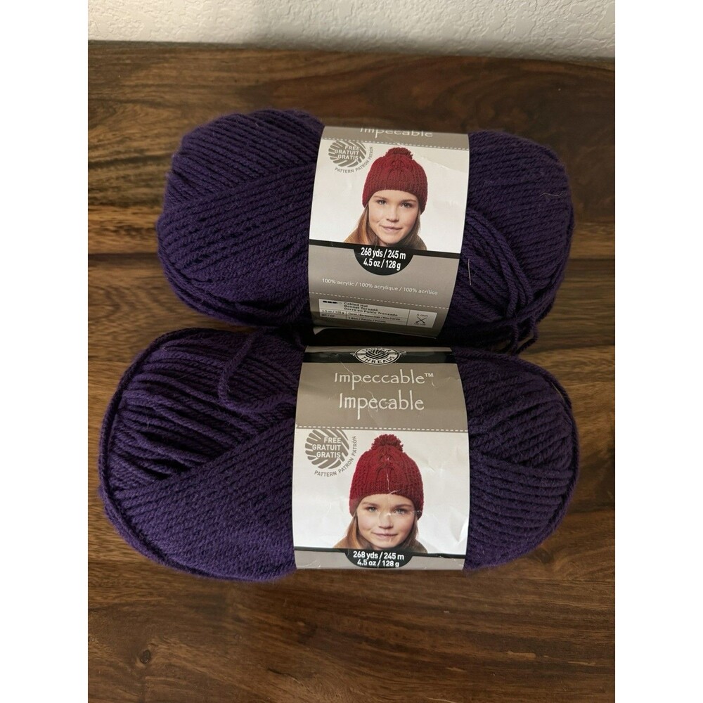Loops & Threads IMPECCABLE Yarn.  Amethyst. 4.5 oz Each. Lot Of 2